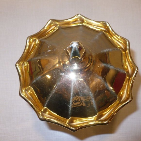 Vintage Royal Winton Gold w / Lid Trinket Jar Candy Nut peppermint Dish - Picture 3 of 4